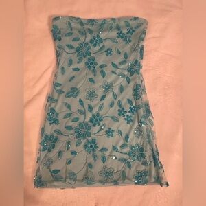 Peppermayo Moorey Beaded Light Blue Mini Dress